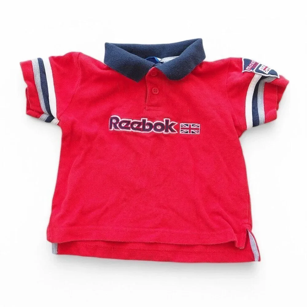 Reebok Classic Vintage 90s Y2K‎ Polo Shirt Red / White Toddler 24M